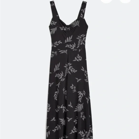 41 Hawthorn Black and Gray Leaf Print Maxi Dress - Picture 1 of 5